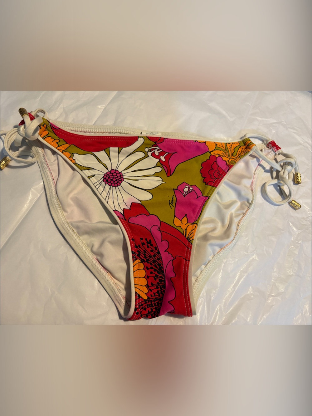 Trina Turk Pink & Olive Floral Tie-Side Bikini Bottom